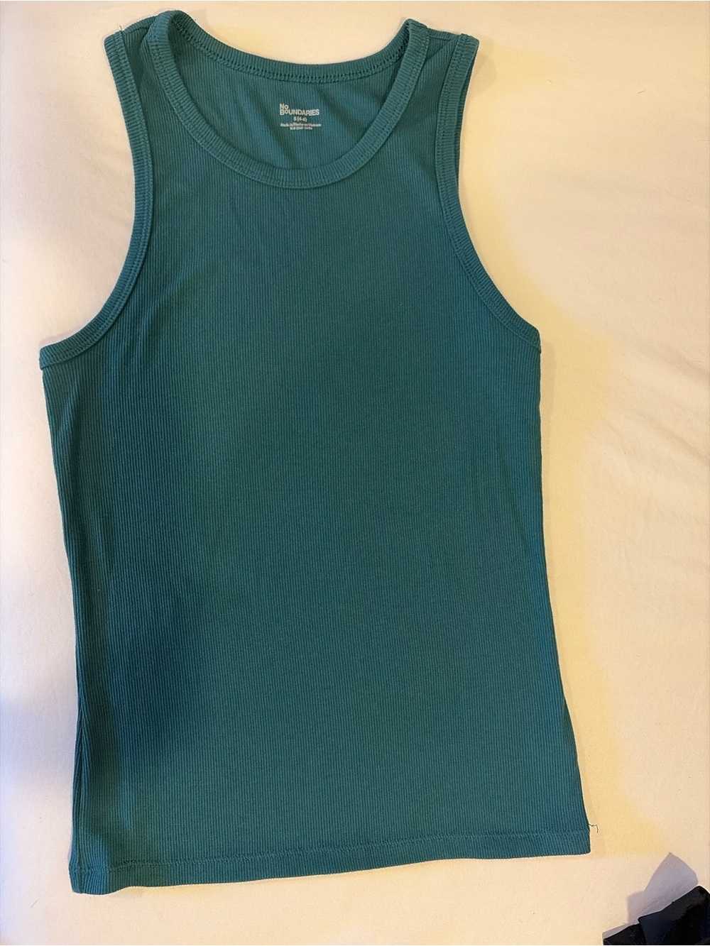 No Boundaries Teal Ribbed Tank Top